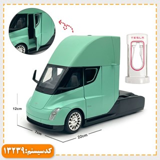 ماکت ماشین فلزی تریلی تسلا موزیکال و چراغدار
